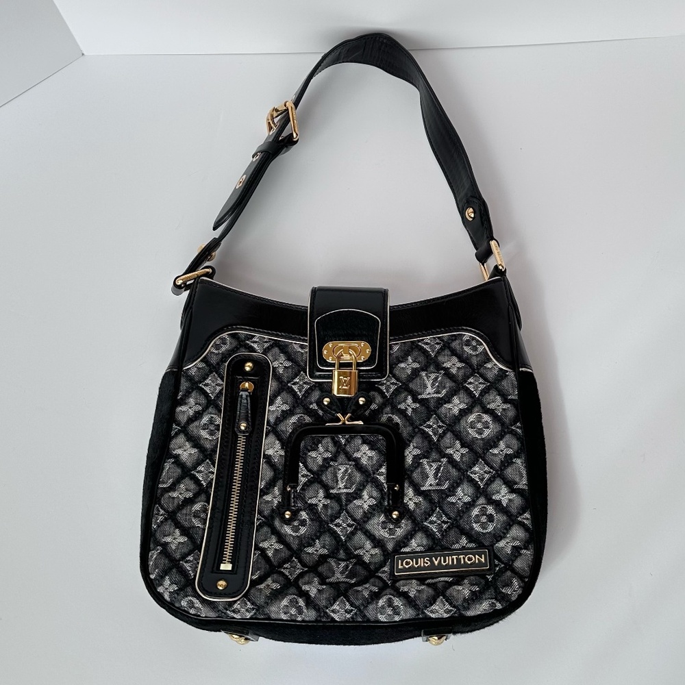 Louis Vuitton Limited Edition Monogram Quilted Black Denim Musette